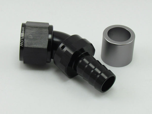 122 SERIES MEGAFLOW SWIVEL CRIMP HOSE END WITH COLLAR - 45°
