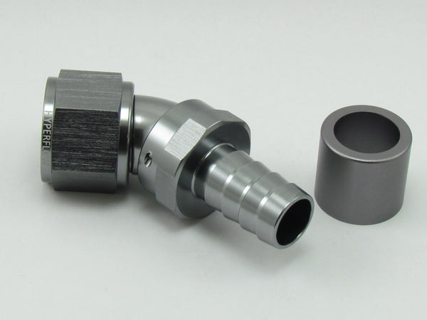 122 SERIES MEGAFLOW SWIVEL CRIMP HOSE END WITH COLLAR - 45°