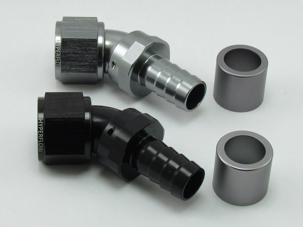 122 SERIES MEGAFLOW SWIVEL CRIMP HOSE END WITH COLLAR - 45°