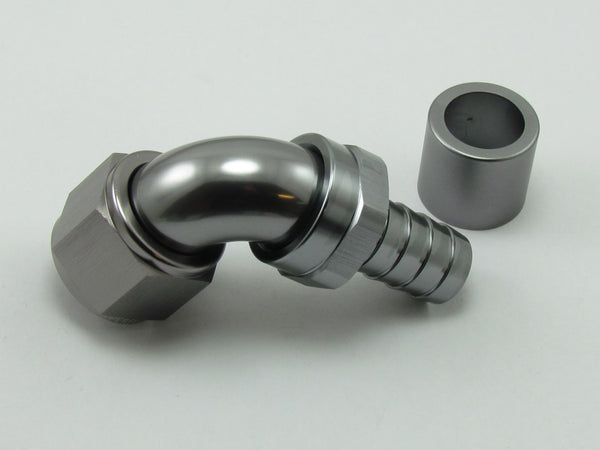 124 SERIES MEGAFLOW SWIVEL CRIMP HOSE END WITH COLLAR - 90°