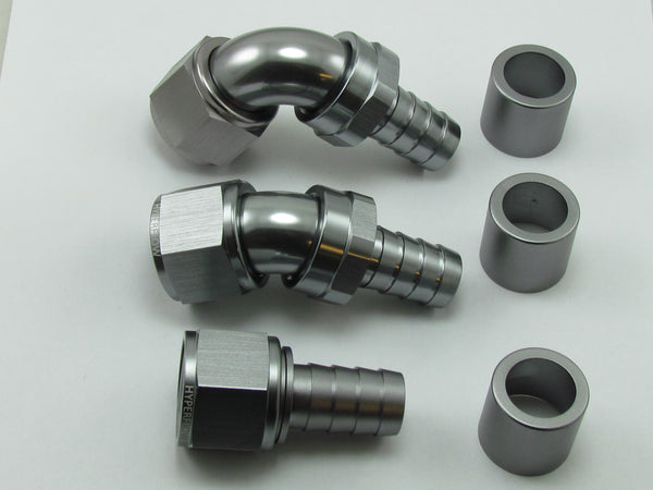 124 SERIES MEGAFLOW SWIVEL CRIMP HOSE END WITH COLLAR - 90°