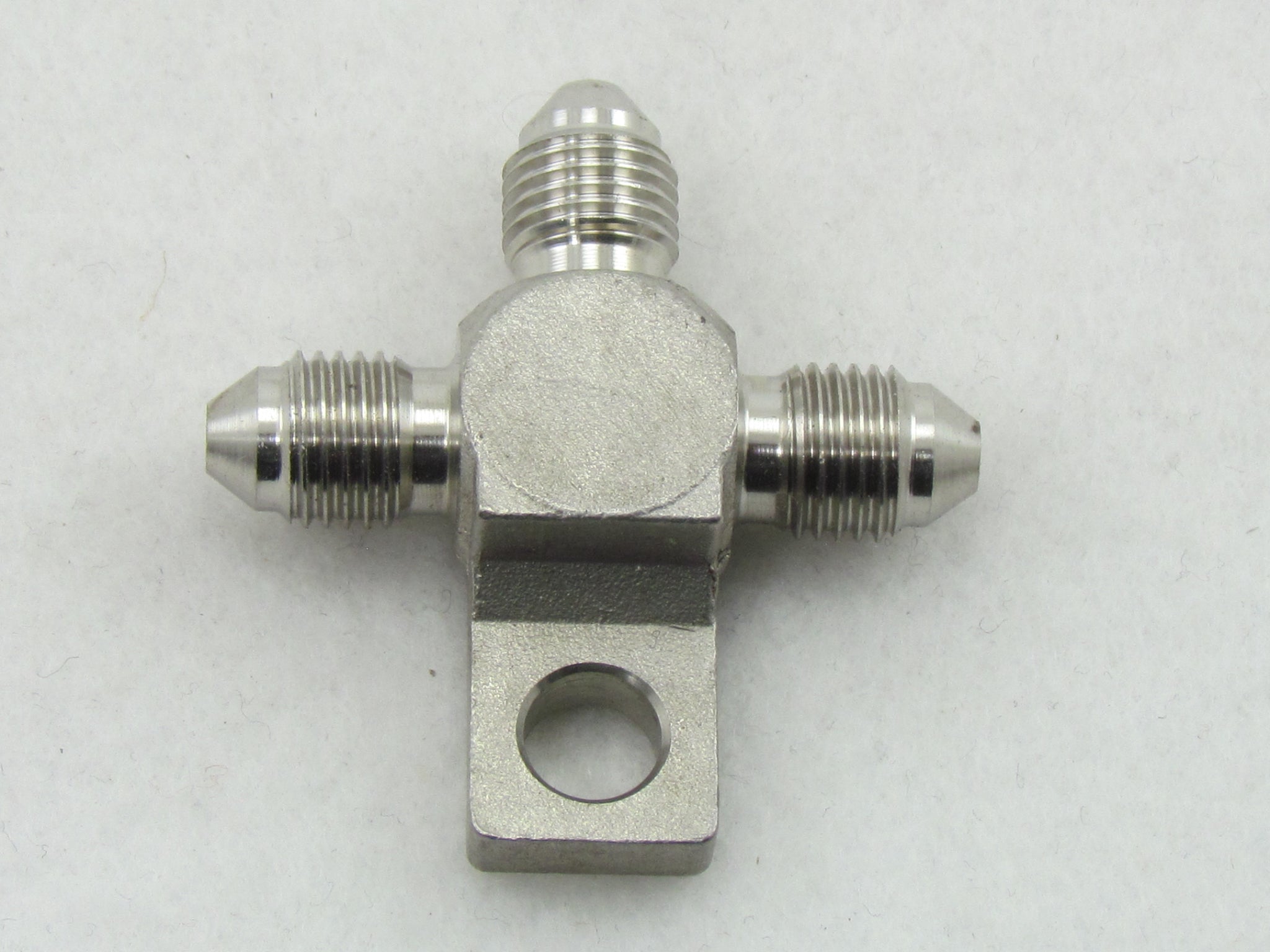 702 SERIES STAINLESS STEEL 3AN MALE FLARE TEE BLOCK with TAB
