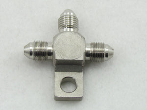 702 SERIES STAINLESS STEEL 3AN MALE FLARE TEE BLOCK with TAB